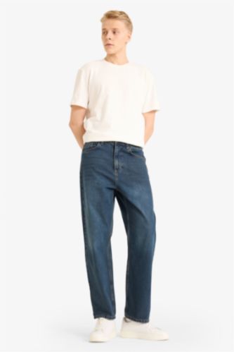 Baggy Fit Düz Paça Jean Pantolon