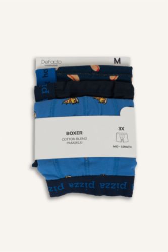 Regular Fıt Yiyecek Baskılı 3'lü Boxer