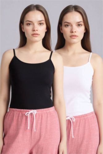 FEMME Noir Lot de 2 Débardeurs Coupe régulière