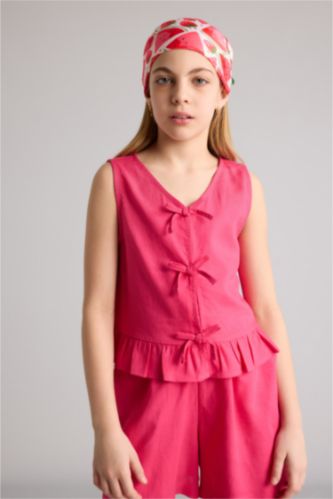 Девочки и подростки Фуксия Блузка с коротким рукавом для девочек