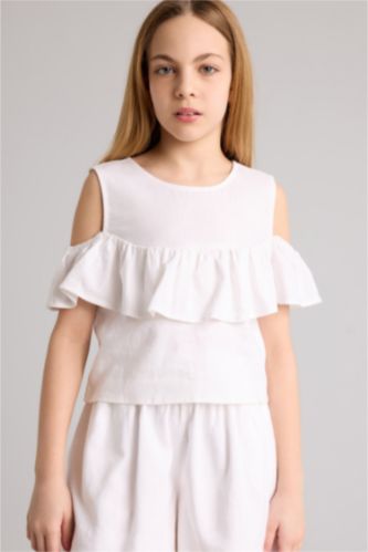 Девочки и подростки Белый Блузка с коротким рукавом для девочек