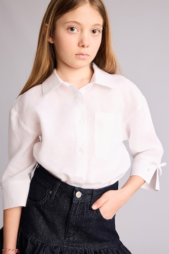 Girls & Teens White Girl Regular Fit Long Sleeve Shirt