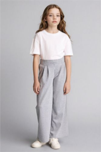 بناتي كحلي بنطلون بناتي وايد ليج برجل واسع