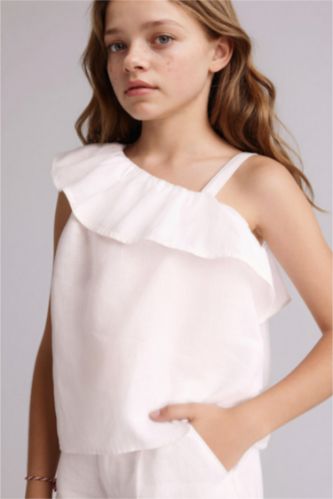 Қыздар Және Жасөспірімдер ақ Қыз балаларға арналған қысқа жеңді блузка