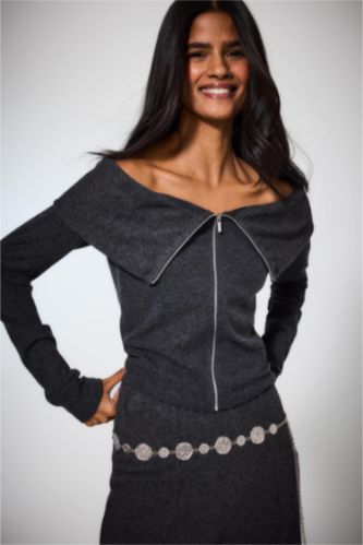 Fitted Omzu Açık Hırka