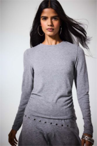 تيشيرت كم طويل قصة ضيقة برقبة مستديرة