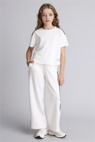 Kız Çocuk - Genç Kız Ekru Wıde Leg Modal Pantolon Kız Çocuk