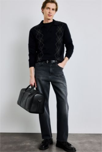 Baggy Fit Düz Paça Jean Pantolon