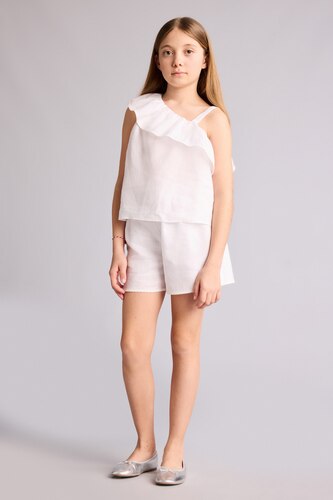 Girls & Teens White Girl White 100% Linen Shorts