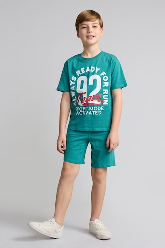Young Boys - Teen Boys Green Boy Printed T-Shirt Shorts 2 Piece Set