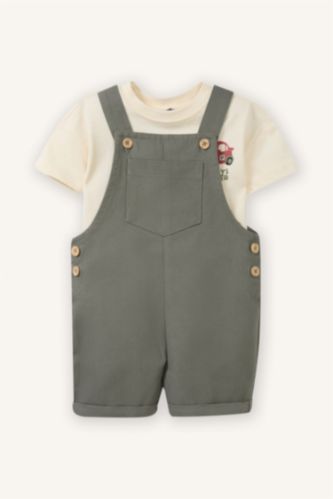 Erkek Bebek Açık Taş Hayvan Baskılı 2'li Takım Erkek Bebek