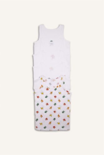 BOYS & TEENS White Boy 5 Piece Regular Fit Tank Top