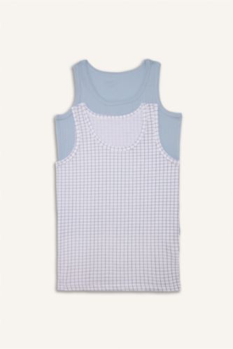 Boys & Teens Light Blue Boy 2 piece Regular Fit Ribana Tank Top
