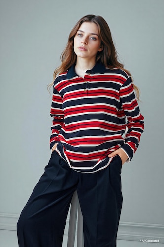%100 Pamuk Regular Fıt Polo Yaka Sweatshirt Tunik