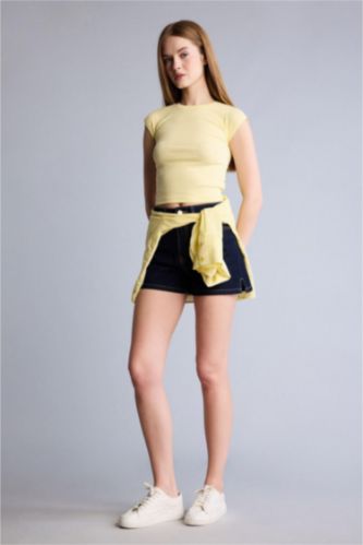 Женщины Черно-синий Mom Fit Denim