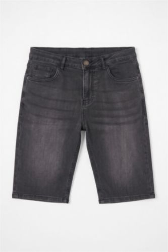 MAN Anthracite Regular Fit Belted Denim Bermuda Shorts