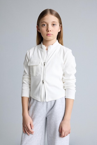 Young Girls - Teen Girls Ecru Slim Fit Tippet Cardigan