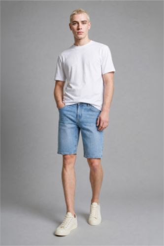 MAN Light Blue Regular Fit Bermuda Shorts