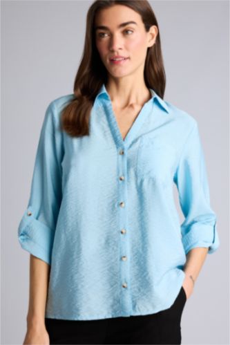 نساء أزرق Regular Fit Long Sleeve Shirt