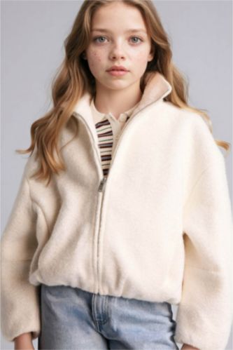 Girls & Teens Ecru Girl Turtleneck Puffer Jacket