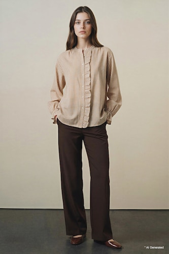 WOMAN Brown Regular Fit Trousers