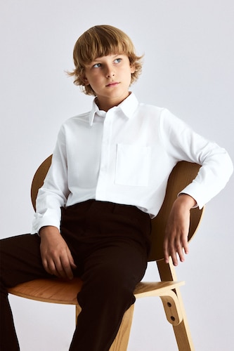 Young Boys - Teen Boys Violet Beyaz Regular Fit Long Sleeve Shirt