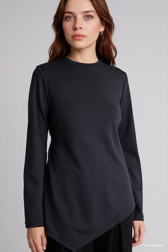 Women Anthracite Regular Fit Long Sleeve Tunic