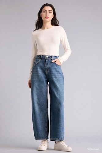 Barrel Fit Yüksek Bel Jean