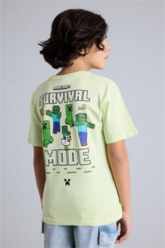 Erkek Çocuk - Genç Erkek Açık Yeşil Mınecraft Tişört Erkek Çocuk