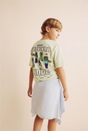Young Boys - Teen Boys Light Green New Regular Fit Minecraft Licensed Short Sleeve T-Shirt