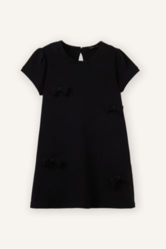 Сәби Қыз қара Сәби Қыз велосипед мойыны қысқа жеңді Трикотаж көйлек