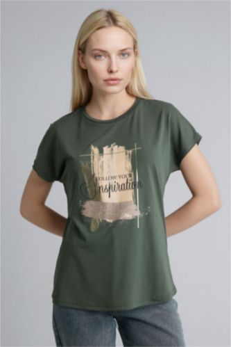 حريمي كاكي داكن Woman Short Sleeve T-Shirt
