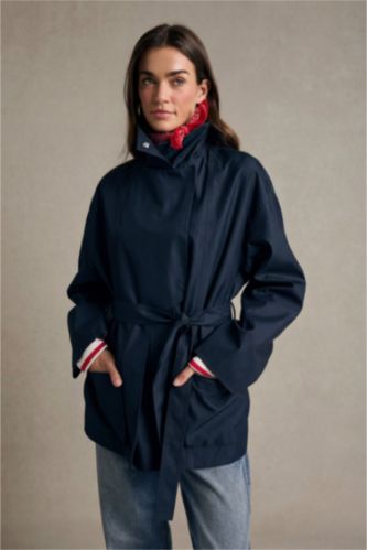 Kadın Lacivert Regular Fıt Dik Yaka Trençkot