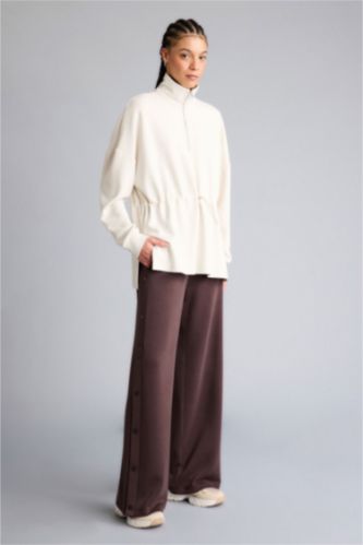 Woman Brown Wide Leg Long Modal Sports Sweatpants