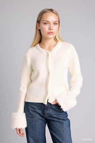Women White Slim Fit Cardigan