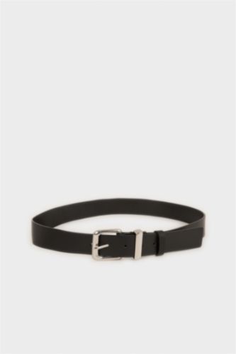 MAN Black Man Rectangle Clasp Faux Leather