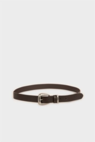 MAN Dark Brown Man Rectangle Clasp Faux Leather