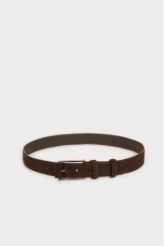 MAN Dark Brown Man Rectangle Clasp Faux Leather