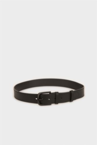 MAN Black Man Rectangle Clasp Faux Leather