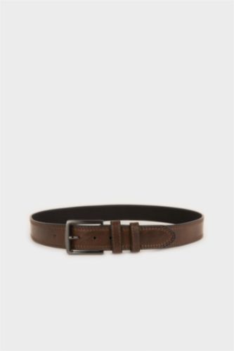 رجال بني حزام جلد صناعي بمشبك مستطيل