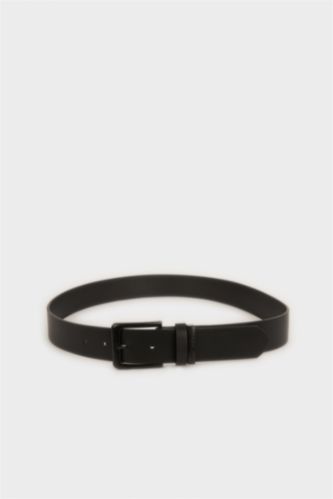 MAN Black Man Rectangle Clasp Faux Leather Classic Belt