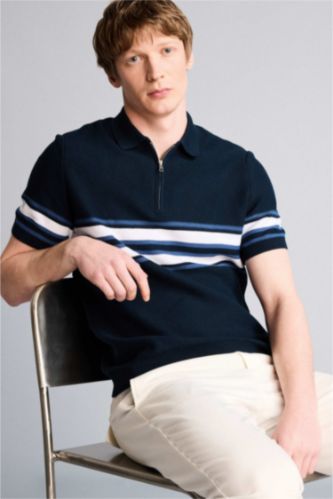 رجالي كحلي تيشيرت بولو قطن