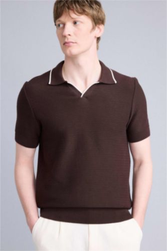 رجالي بني Man Short Sleeve Polo T-Shirt