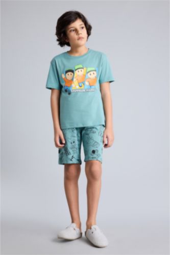 Erkek Çocuk - Genç Erkek Açık Yeşil Stumble Guys 2'li Pijama Takımı Erkek Çocuk