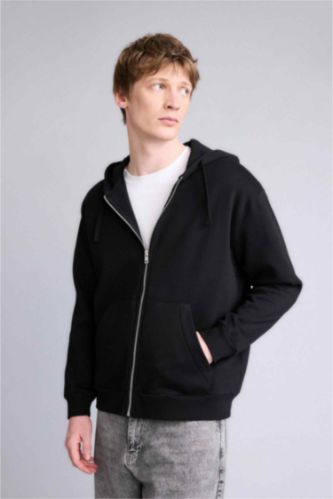 Erkek Siyah Regular Fıt Hırka