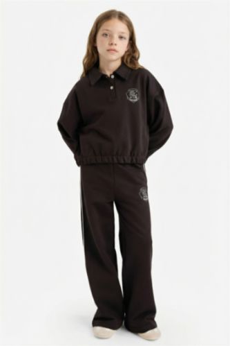 Kız Çocuk 2'li Takım Baskılı Sweatshirt Eşofman Altı