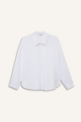 Relax Fit Shirt Collar Long Sleeve Shirt