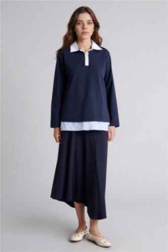 Woman NAVY A Cut Skirt