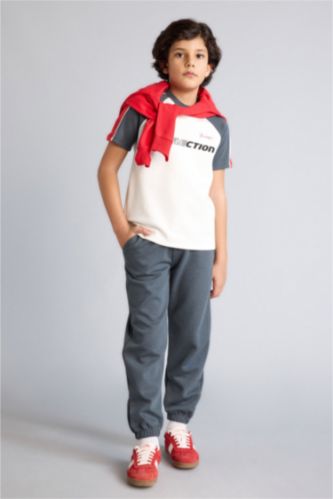 Erkek Çocuk - Genç Erkek Ekru Tişört Eşofman Altı 2'li Takım Erkek Çocuk