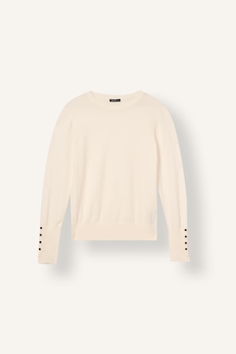Woman Regular Fit Ecru Crew Neck Sweater